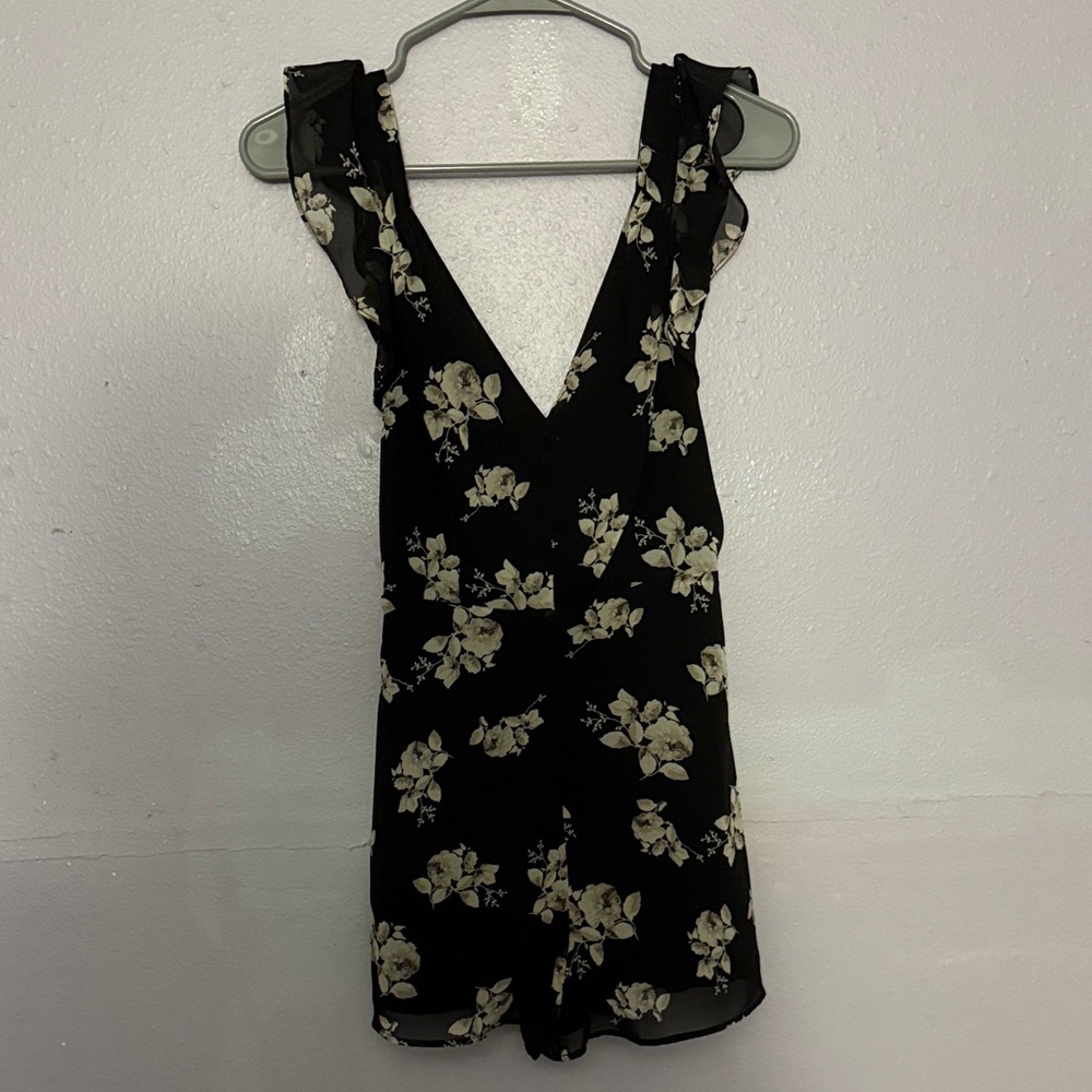 Floral Black Romper